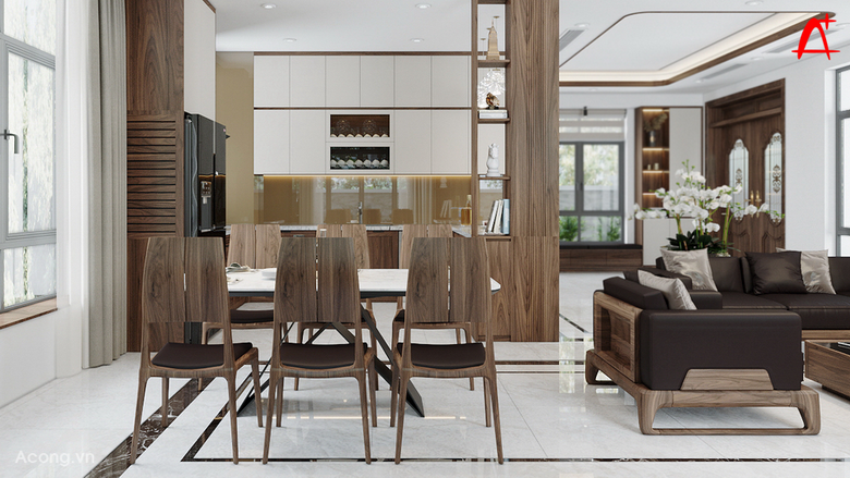Thiết kế nội thất biệt thự Nguyệt Quế- Harmony phong cách hiện đại với đồ gỗ tự nhiên 